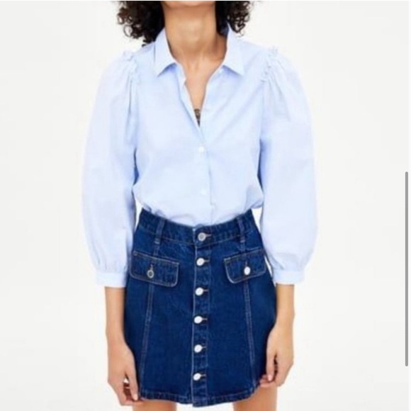 ✨ Zara Authentic Denim Button Down High Rise Blue Jean Skirt - Picture 3 of 10